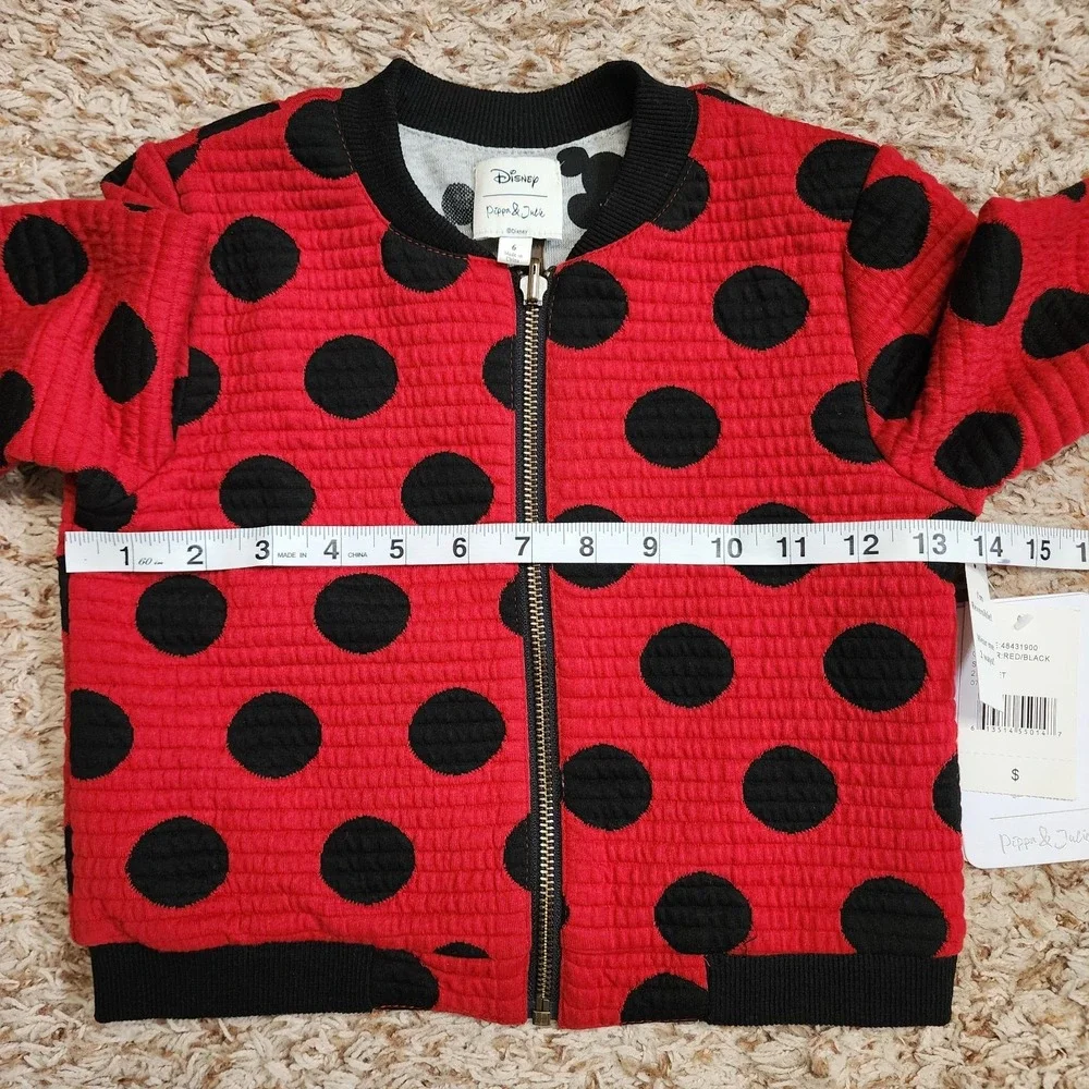 Disney Minnie Mouse Pippa & Julie Polka Dot Sweater Jacket‎ Back Minnie Design